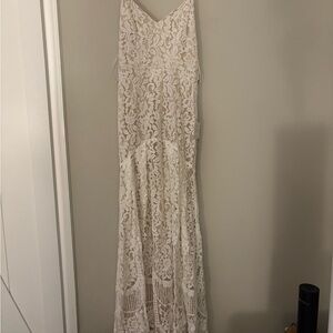 Lulu's Cream and White Lace Detail Dress NWT